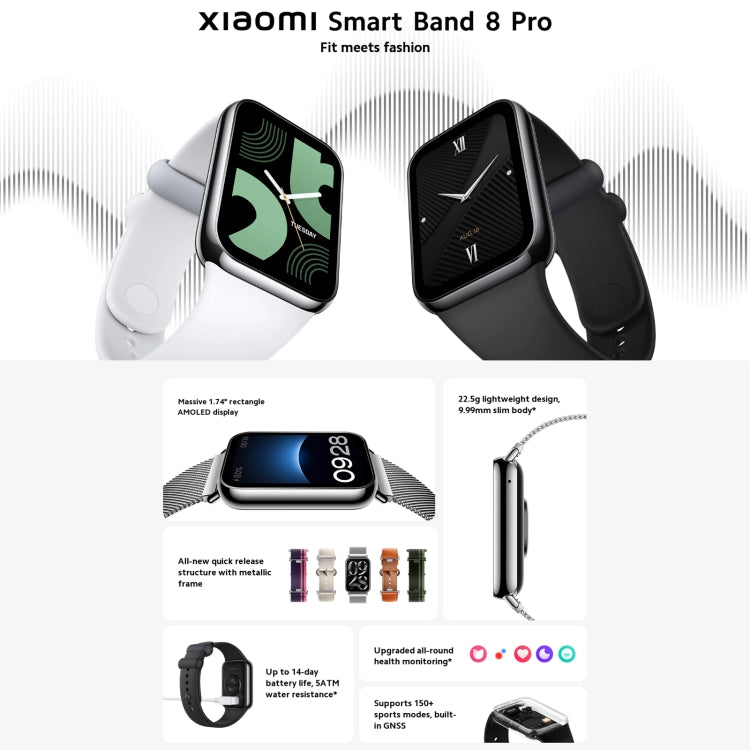 原裝小米手環 8 Pro 國際版 1.74英寸AMOLED全彩屏5ATM防水智能手環，支持GPS / NFC / 心率