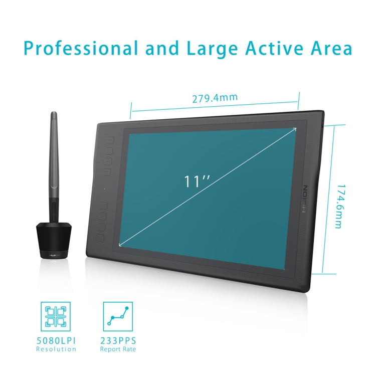 Huion Inspiroy系列 Q11K 5080LPI 电子圖形繪製的數位板 帶數位筆