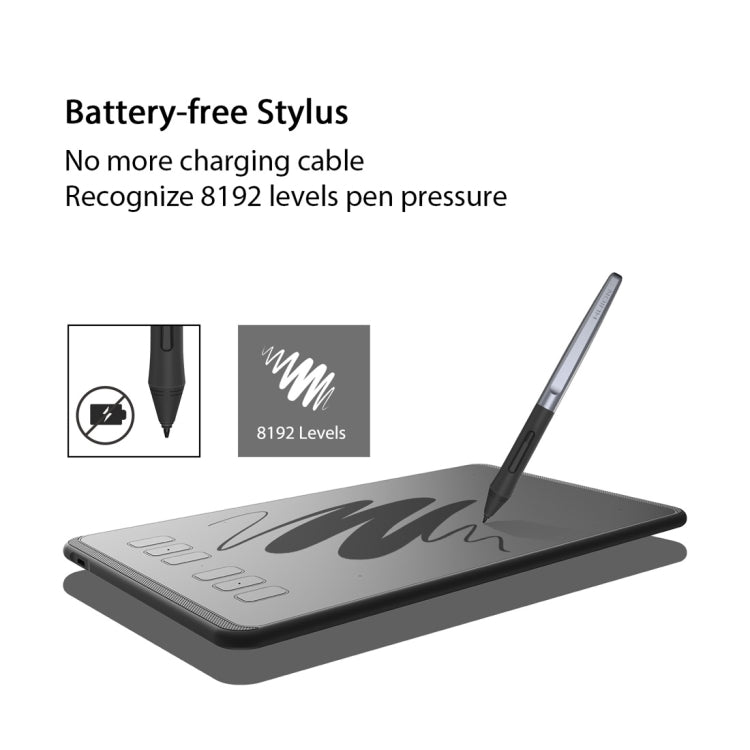 Huion Inspiroy系列 H640P 5080LPI 电子圖形繪製的數位板 帶無源數位筆