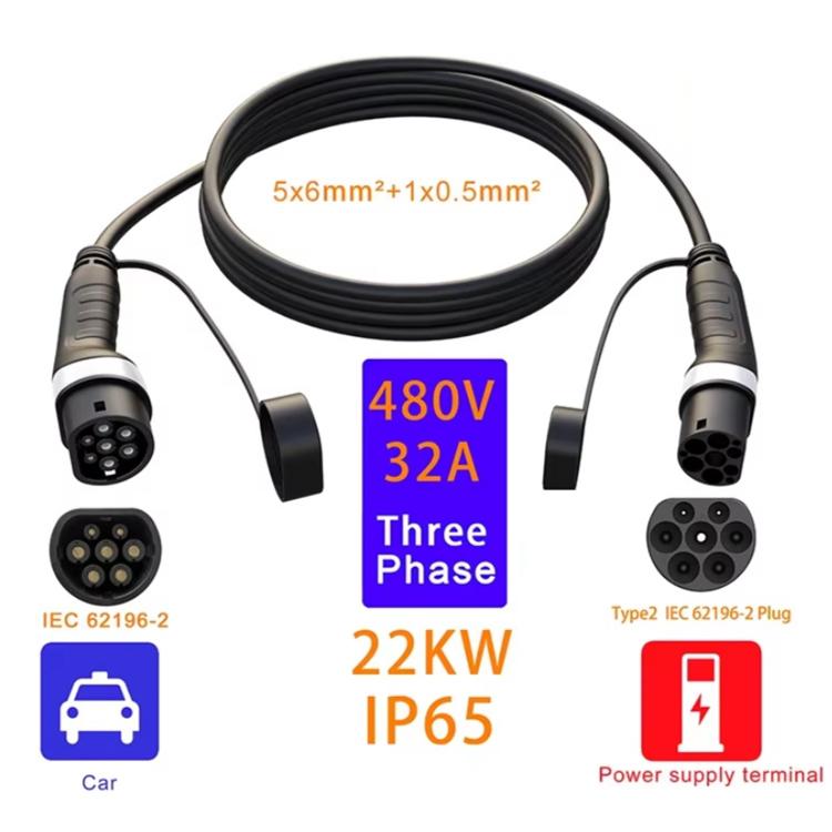 Feyree 歐標新能源電動車充電樁雙頭延長線, 480V 32A