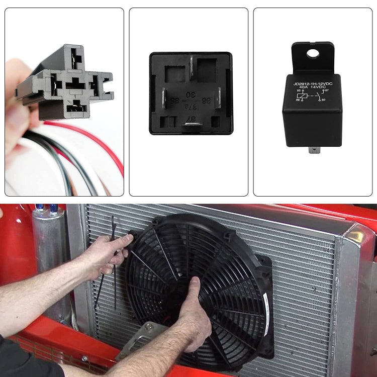 12V 40A 175-185度恆溫器雙電動冷卻風扇繼電器線束套件