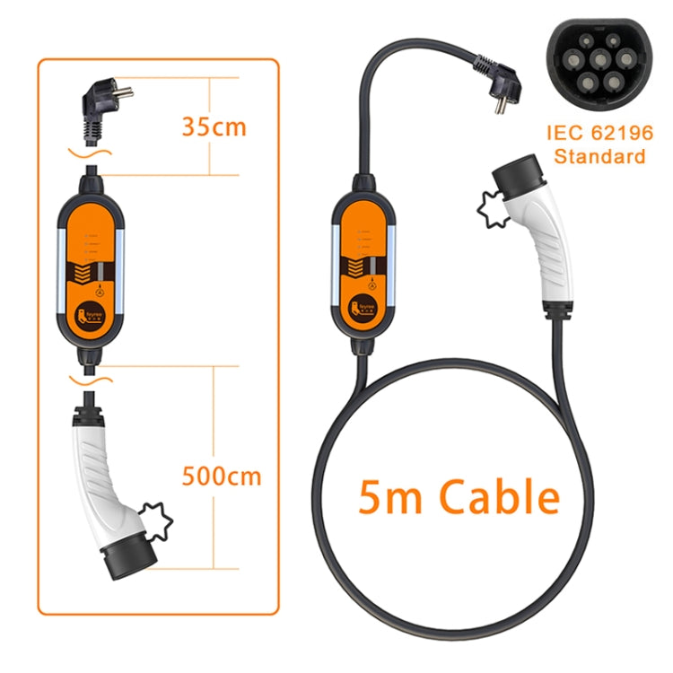 Feyree 便攜式可調節電流鋁合金款新能源汽車Type 2充電器, 插頭: Type 2