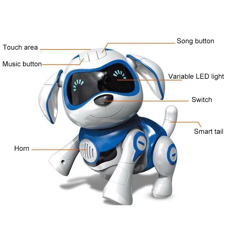 USB 充電智能觸摸感應機器狗兒童電動玩具，支持走路&啃骨頭&燈光&音樂