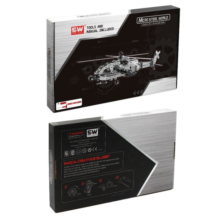 哆來趣 SW-021 DIY不銹鋼阿帕奇武裝直升機拼裝積木, SW-021 AH-64 Helicopter Gunship