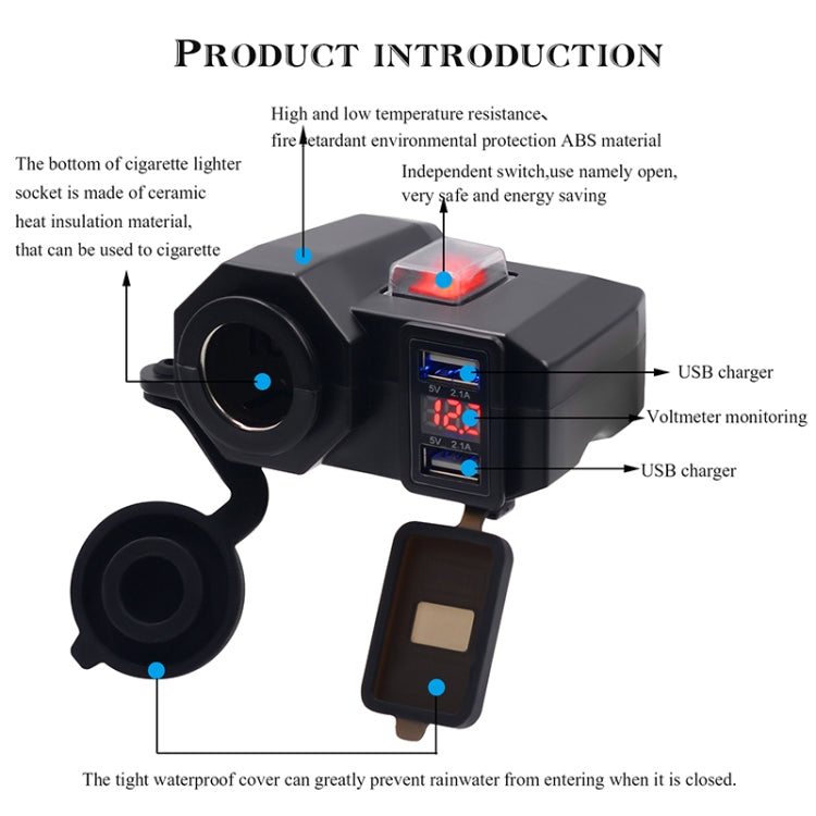 WUPP 4代 多功能摩托車USB充電器點煙器，帶藍光