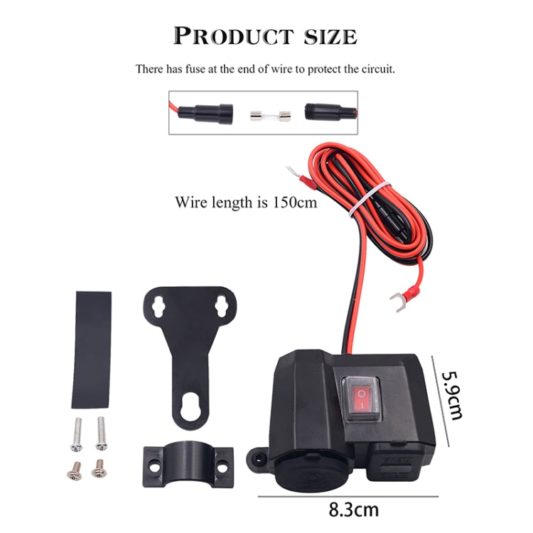 WUPP 4代 多功能摩托車USB充電器點煙器，帶藍光