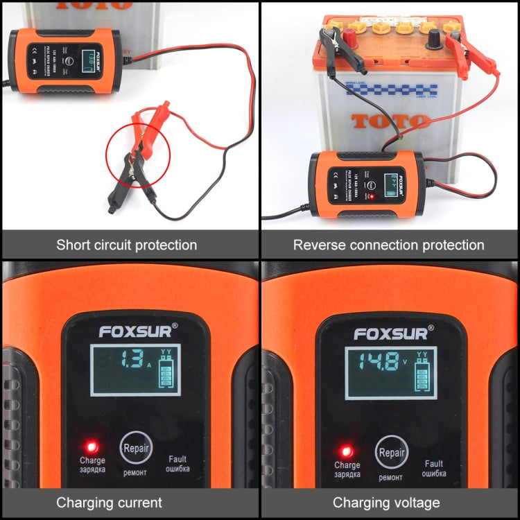12V 6A 摩托車汽車電瓶智能通用充電器, 長度：55cm, 英規
