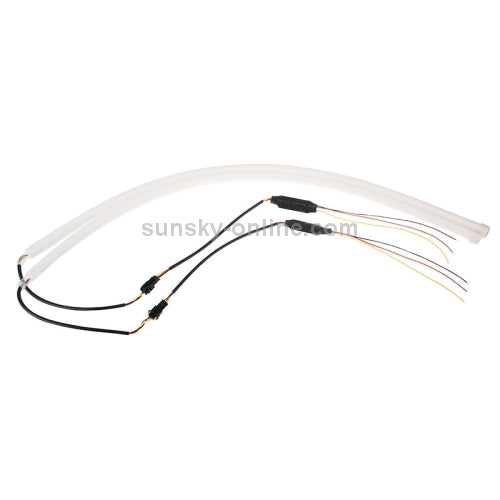 12V車載導光軟燈條，白光+黃光，長度：85厘米，2根一裝