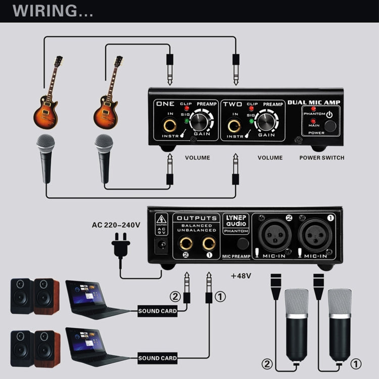 LINEPAUDIO A961雙路話筒放大器電吉它電貝司放大器
