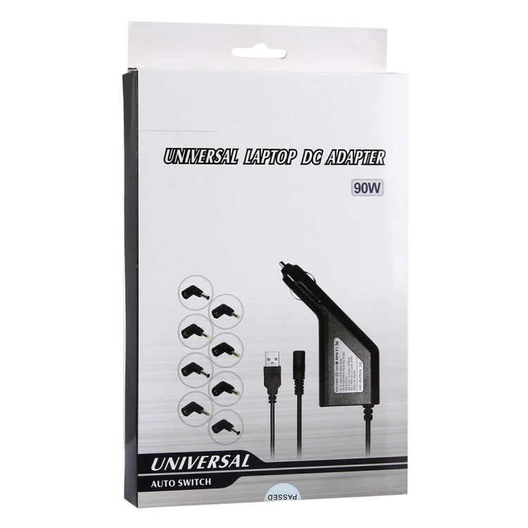 筆記本電腦電源/90瓦通用車充，帶8個轉接頭&1個USB 接口，適用於三星，索尼，華碩，宏碁，IBM，惠普，聯想筆記本