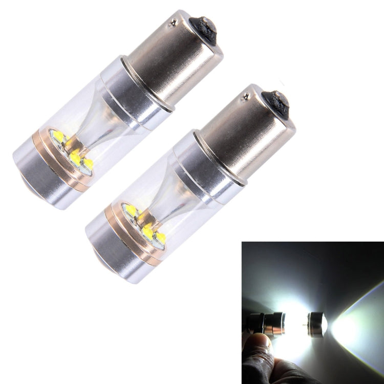 1156/BA15S 350LM 6000K 30W 6-CREE LED 汽車倒車燈/轉向燈 白光 DC 12V 一對