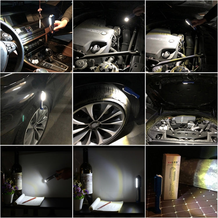 EXLED 便攜式野營手電筒掛鈎帳篷燈帶磁鐵手持式汽車維修USB手電筒