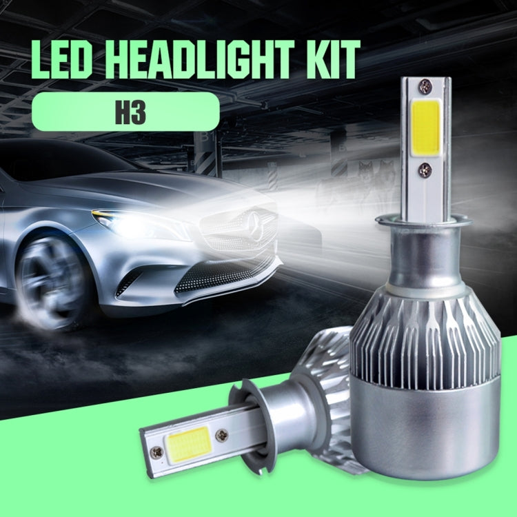 2pcs H3 18W 1800LM 6000K Waterproof IP68 Car Auto LED Headlight with 2 COB LED Lamps, DC 9-36V, H3