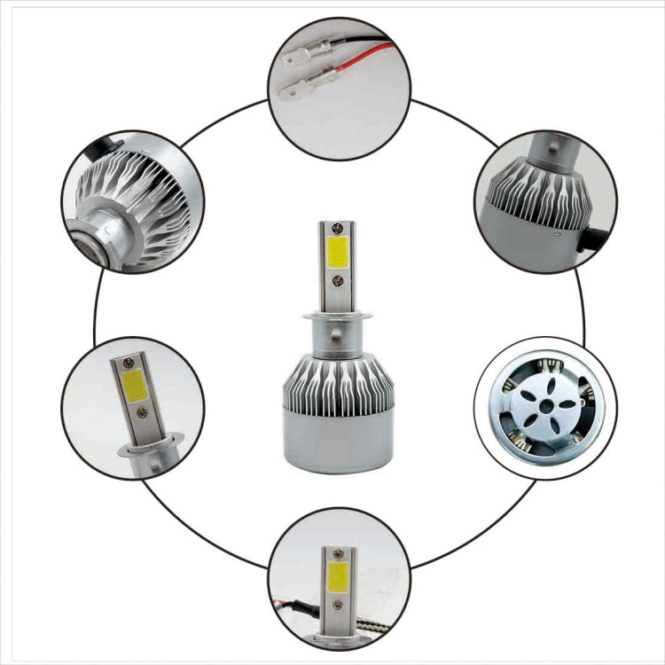 2pcs H3 18W 1800LM 6000K Waterproof IP68 Car Auto LED Headlight with 2 COB LED Lamps, DC 9-36V, H3