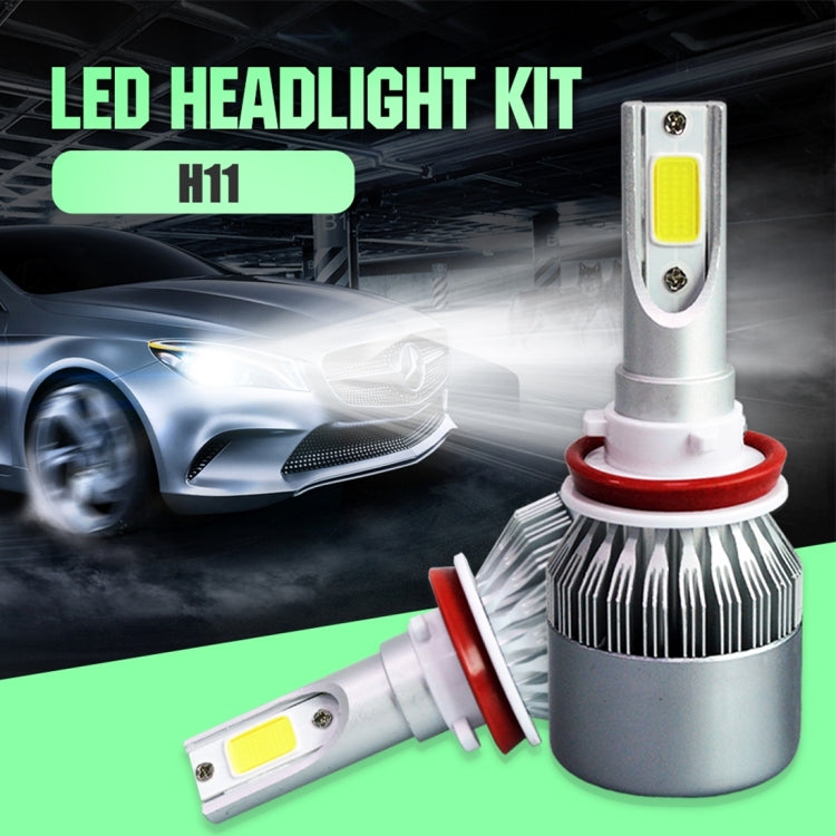 2pcs H8/H11 18W 1800LM 6000K Waterproof IP68 Car Auto LED Headlight with 2 COB LED Lamps, DC 9-36V, H8/H11