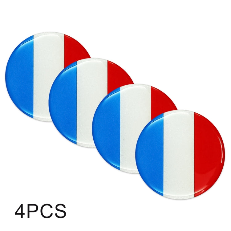 4 PCS 法國國旗圖案汽車金屬輪轂裝飾貼 直徑:5.8cm