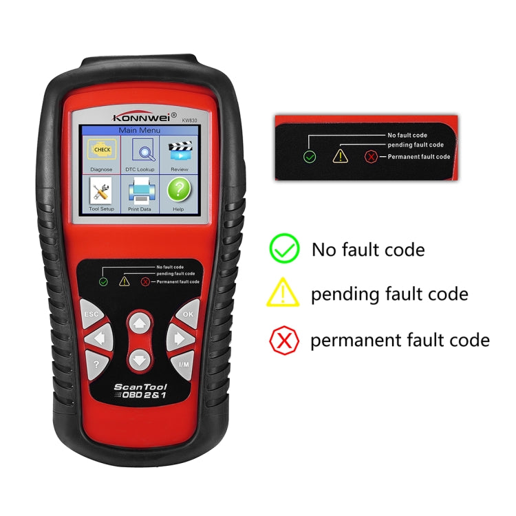 KONNWEI KW830型號 OBDII/CAN汽車診斷儀支持8種語言6種協議