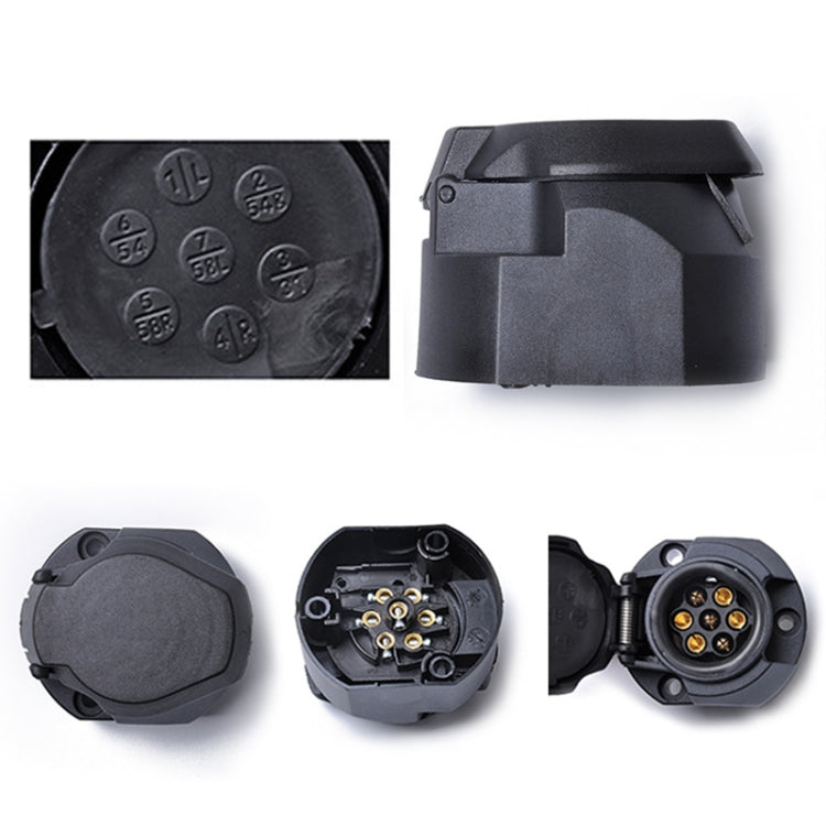 12V 7芯扁圓形拖車牽引車大巴插頭插座接線連接器 歐規