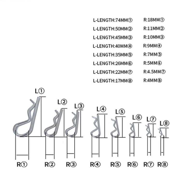 180件 汽車/輪船/車庫碳鋼鍍鋅鋼R型銷 開口銷