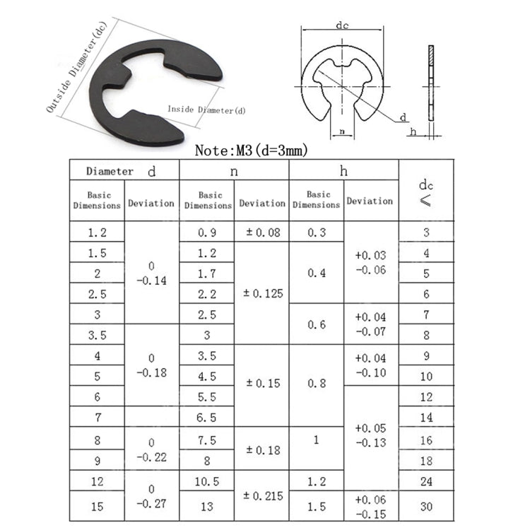 160件 汽車通用E型孔用卡簧