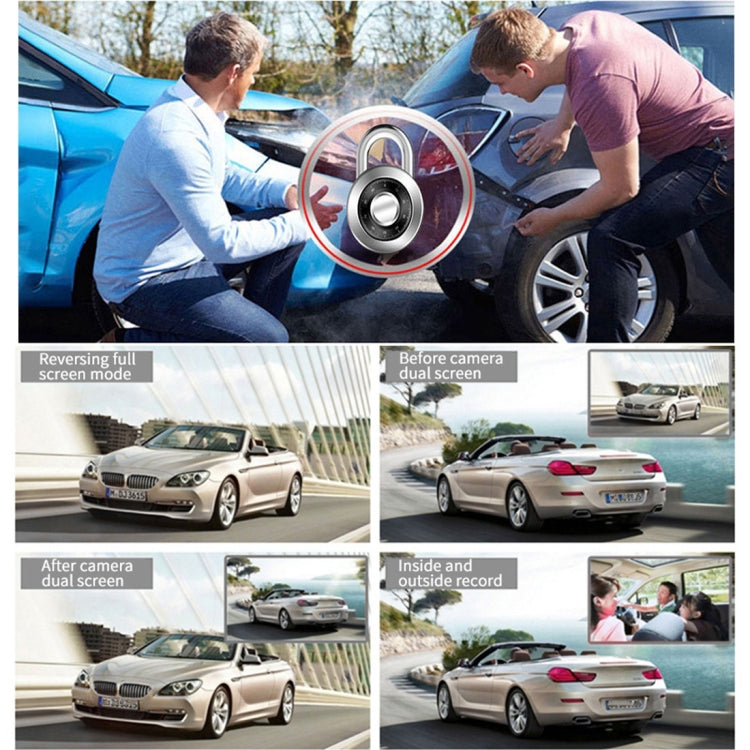 4英寸 三路高清1080P行車記錄儀 500萬像素 170度廣角夜視  支持夜視補光燈/倒車影像/TF卡/重力感應/移動偵測, 170 Degrees