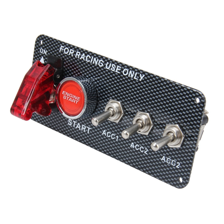 12V / 30A碳纖維LED點火開關面板發動機啟動按鈕LED汽車面板開關槓桿