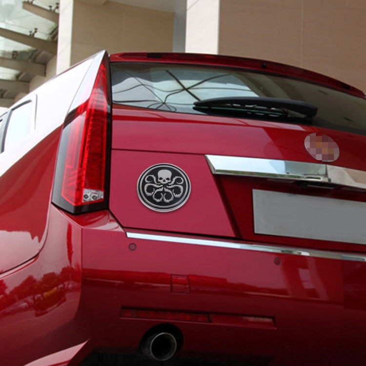 骷髏圖案圓形光亮金屬自由車貼 , Skull 4, Circular Skull