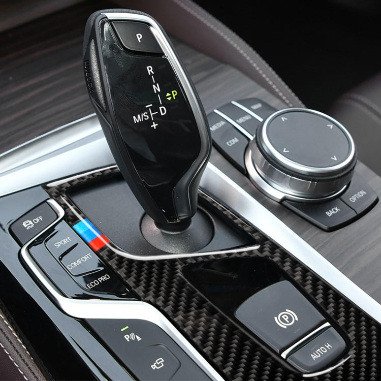 適用於18款寶馬5系G38 528Li / 530Li / 540Li 汽車碳纖維三色檔位面板裝飾貼紙, 左駕, Gear Position (Tricolor)