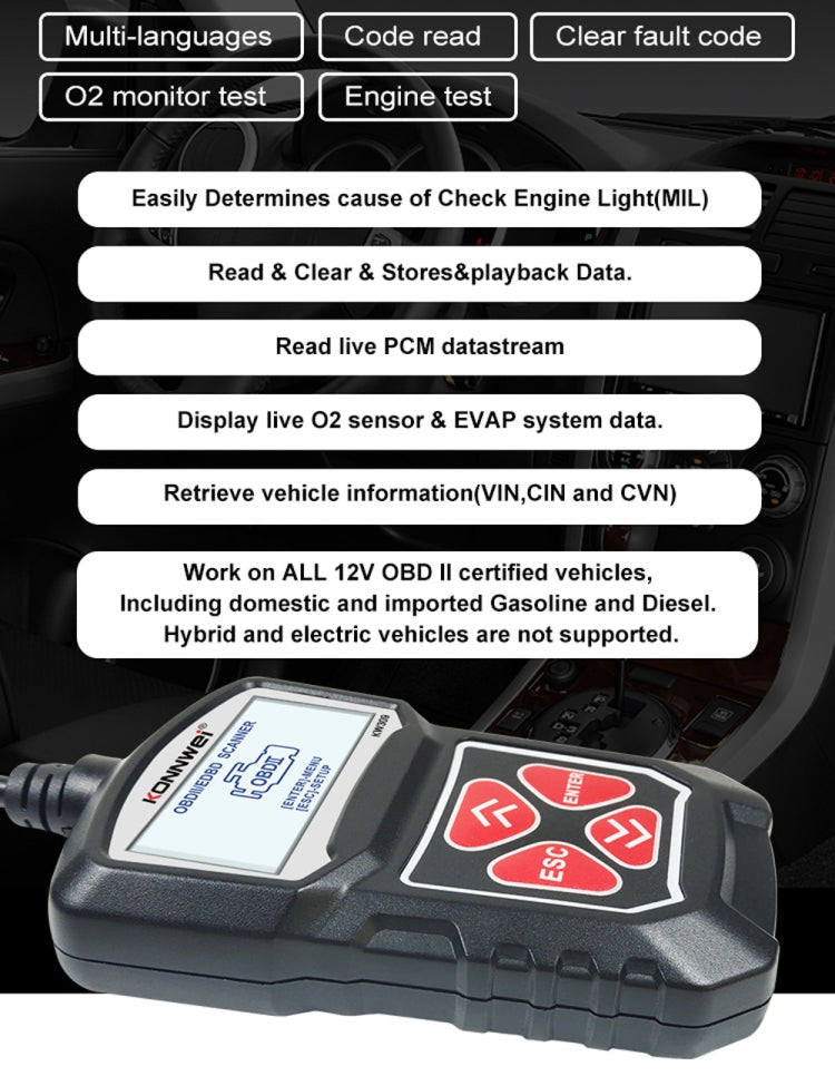 KONNWEI KW309 V309 V310 MS309 Code Reader OBD2 Scanner汽車故障掃描儀