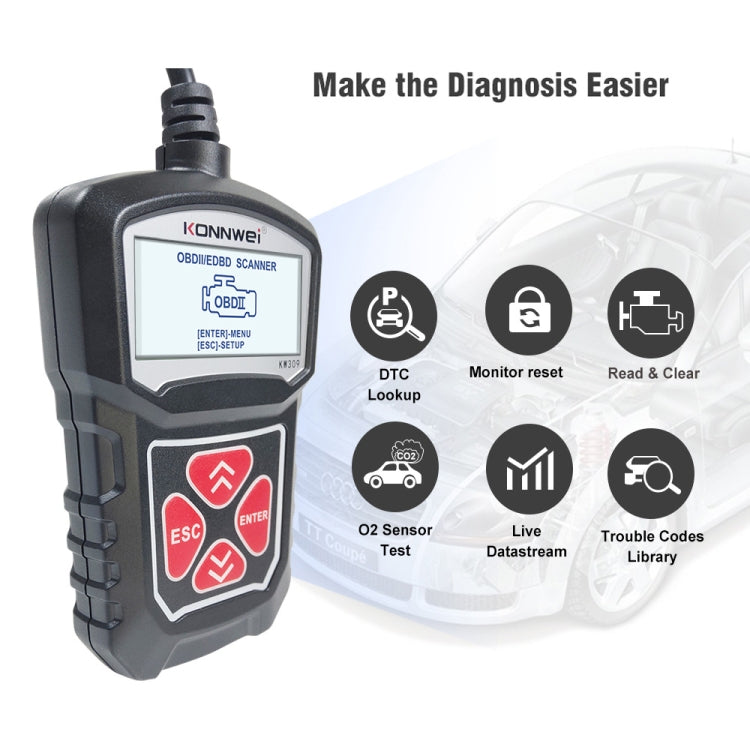 KONNWEI KW309 V309 V310 MS309 Code Reader OBD2 Scanner汽車故障掃描儀