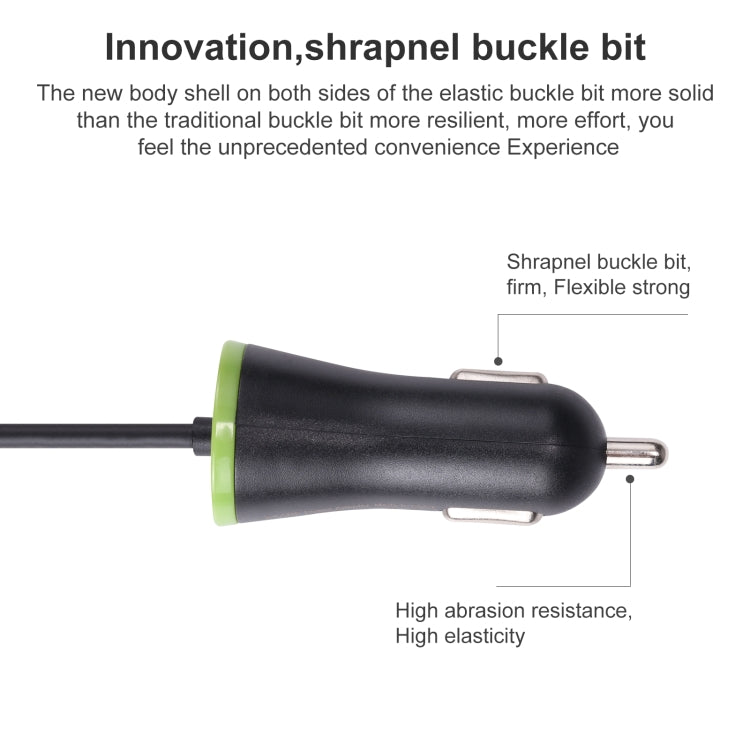 17W 3.4A 迷你USB車充帶Type-C彈簧線