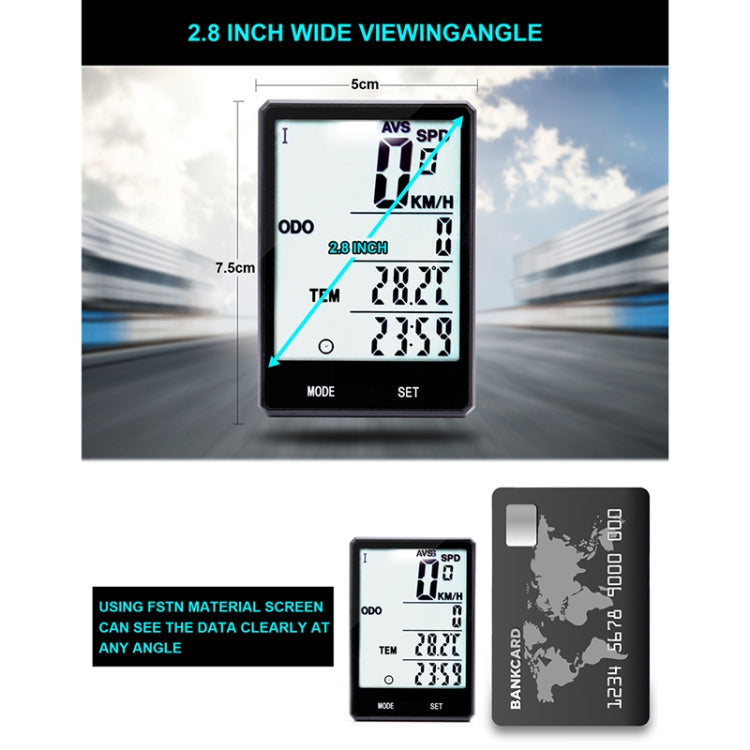 2.8英寸無線防水自行車碼錶, 英文 帶延伸架
