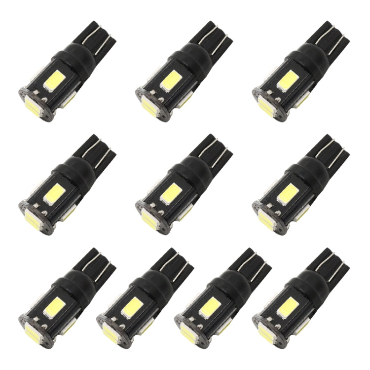 10 PCS T10 DC12V / 1.5W / 6000K / 80LM 汽車解碼LED示寬燈 6顆SMD-5630燈珠