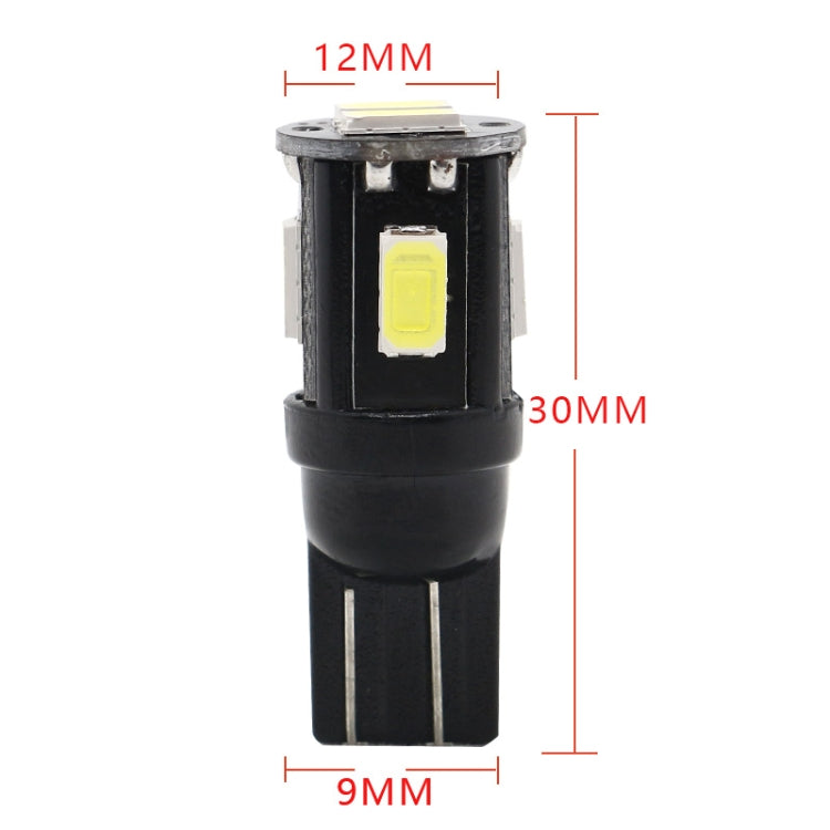 10 PCS T10 DC12V / 1.5W / 6000K / 80LM 汽車解碼LED示寬燈 6顆SMD-5630燈珠