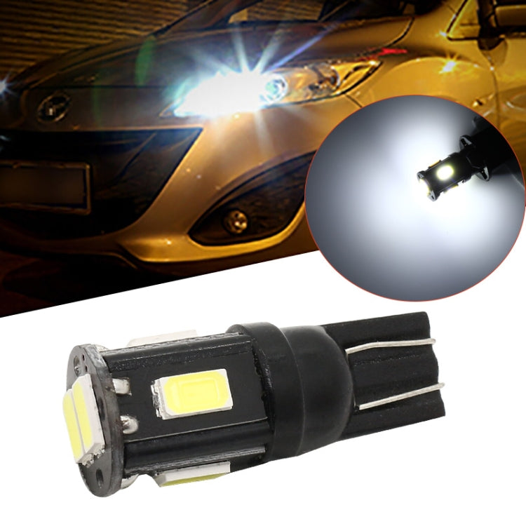 10 PCS T10 DC12V / 1.5W / 6000K / 80LM 汽車解碼LED示寬燈 6顆SMD-5630燈珠