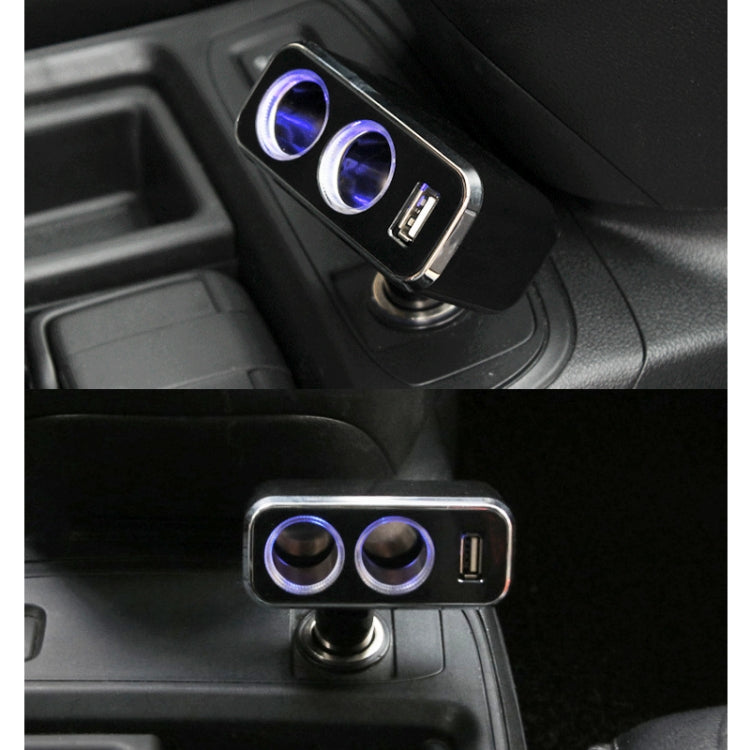 舜威 SD-1909 80W 0.8A汽車一分二USB充電器 90度自由旋轉點煙器