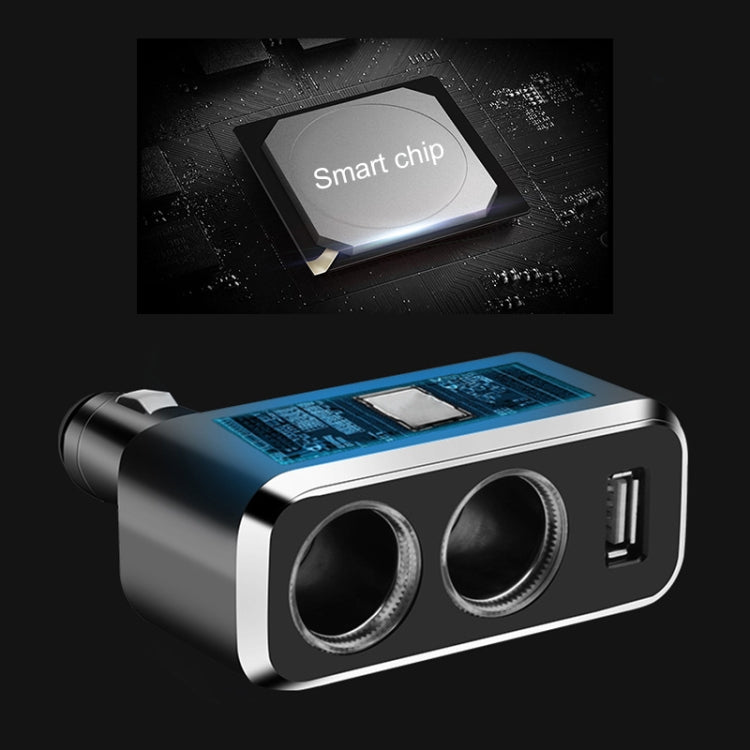 舜威 SD-1909 80W 0.8A汽車一分二USB充電器 90度自由旋轉點煙器