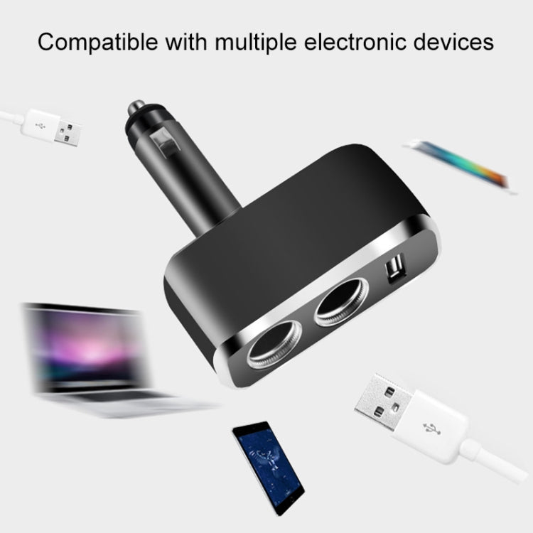 舜威 SD-1909 80W 0.8A汽車一分二USB充電器 90度自由旋轉點煙器
