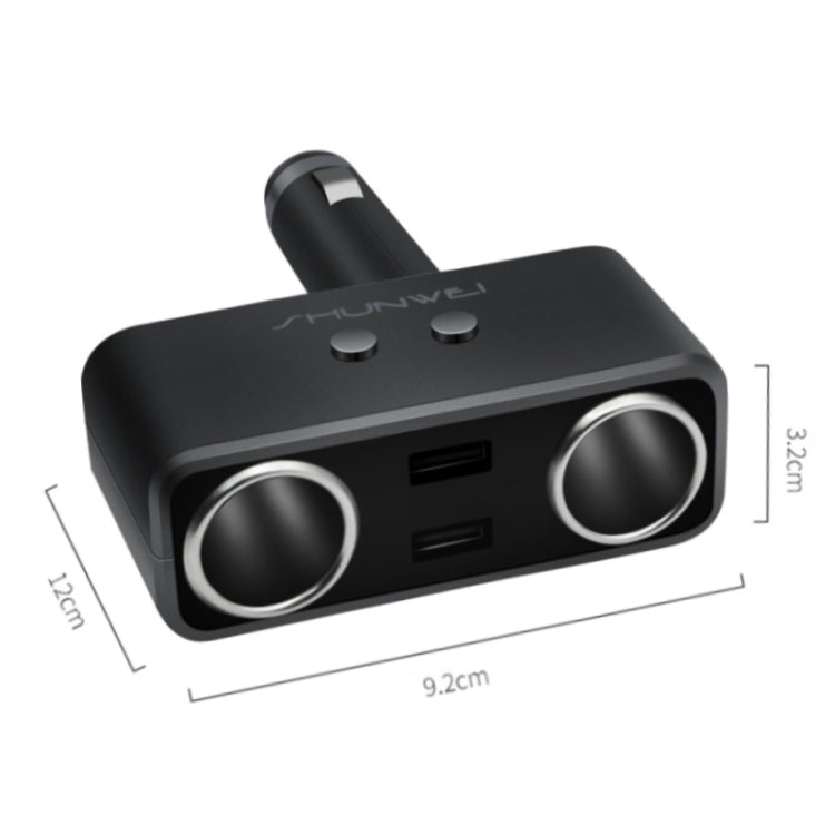舜威 SD-1925 120W 3A汽車一分二雙USB充電器 90度自由旋轉點煙器