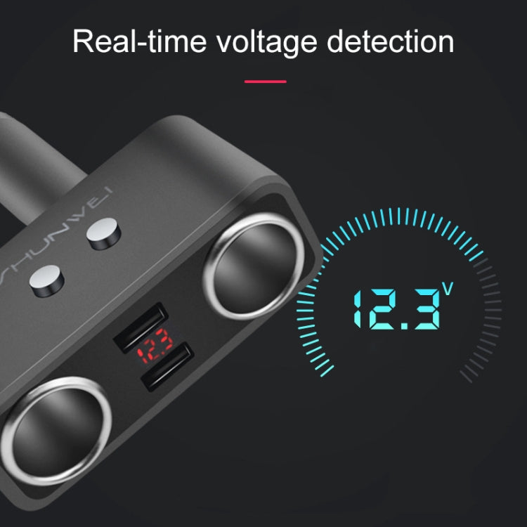 舜威 SD-1925 120W 3A汽車一分二雙USB充電器 90度自由旋轉點煙器