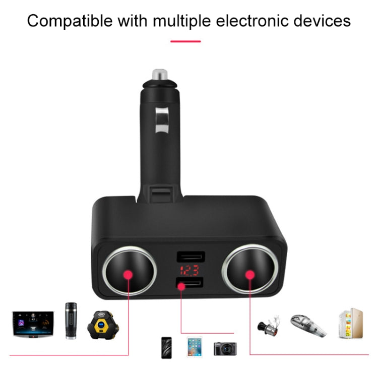 舜威 SD-1925 120W 3A汽車一分二雙USB充電器 90度自由旋轉點煙器