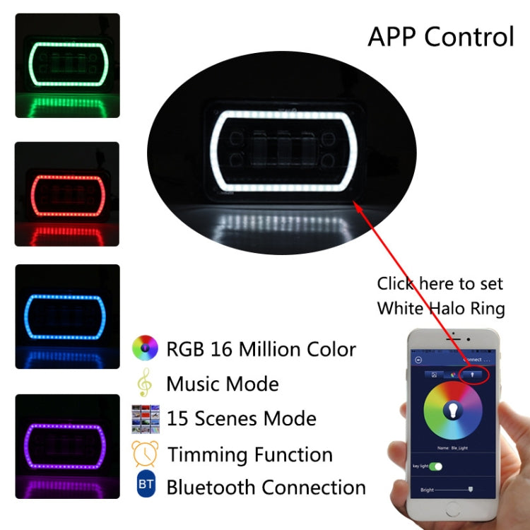 5英寸 30W DC 10-30V 7200LM IP67 汽車LED轉向燈/前大燈, 帶天使眼, 5 inch with Angel Eyes