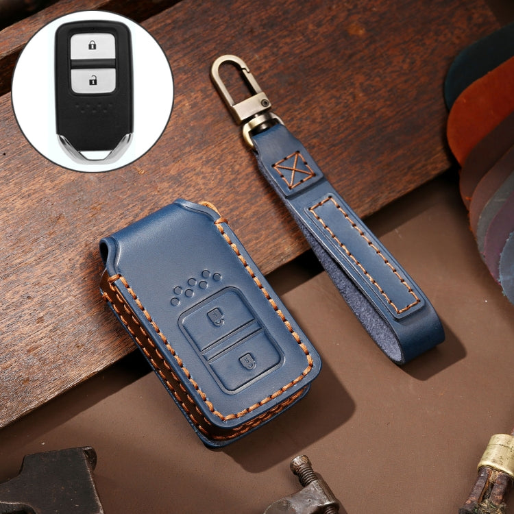 Hallmo Car Cowhide Leather Key Protective Cover Key Case for Honda Civic / Accord 2-button, For Honda Civic / Accord 2-button
