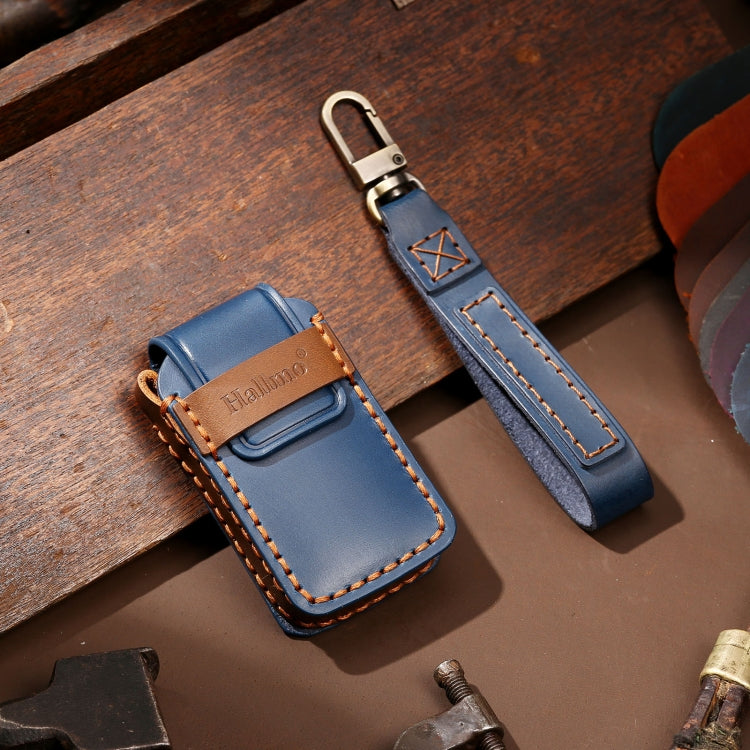 Hallmo Car Cowhide Leather Key Protective Cover Key Case for Honda Civic / Accord 3-button Start, For Honda Civic / Accord 3-button Start