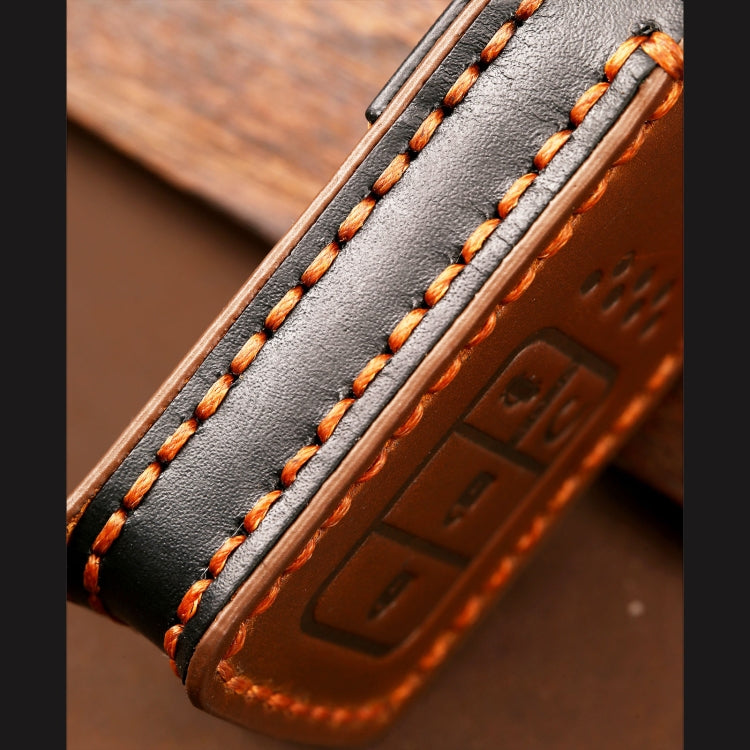 Hallmo Car Cowhide Leather Key Protective Cover Key Case for Honda Civic / Accord 3-button Start, For Honda Civic / Accord 3-button Start