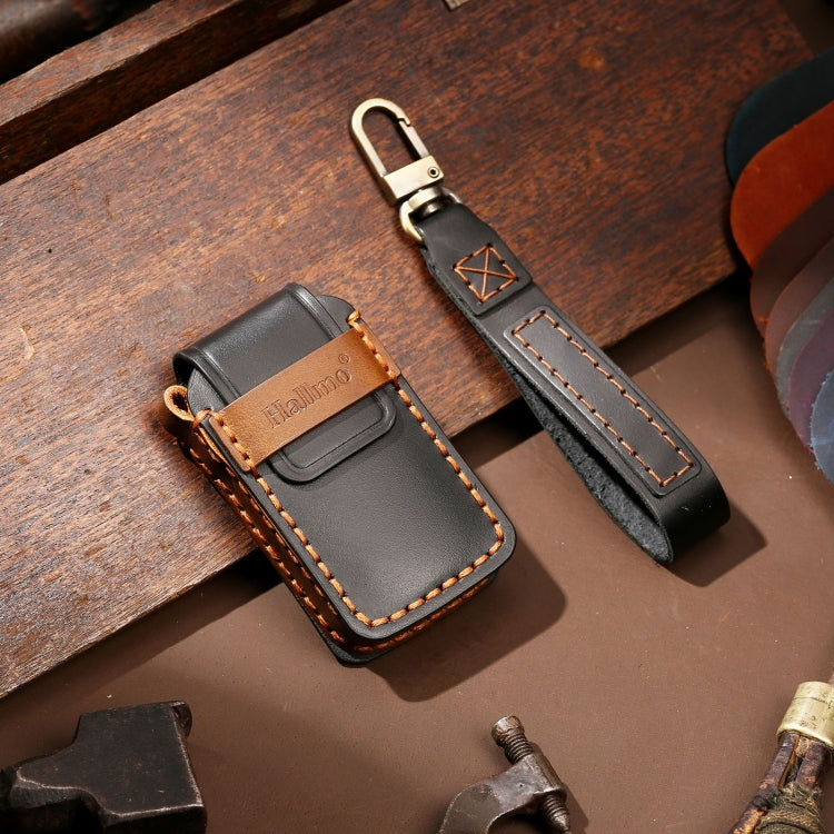 Hallmo Car Cowhide Leather Key Protective Cover Key Case for Honda Civic / Accord 3-button Tail Box, For Honda Civic / Accord 3-button Tail Box