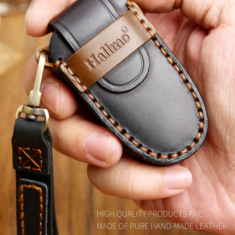 Hallmo Car Cowhide Leather Key Protective Cover Key Case for Tesla Model 3 / S A Style, For Tesla Model 3 / S A Style