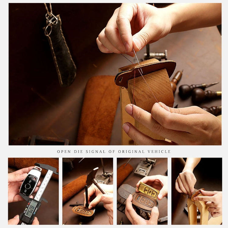 Hallmo Car Cowhide Leather Key Protective Cover Key Case for Tesla Model 3 / S A Style, For Tesla Model 3 / S A Style