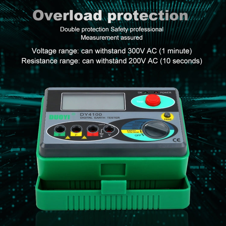 DUOYI DY4100 高精度数字接地電阻表 電阻測試儀