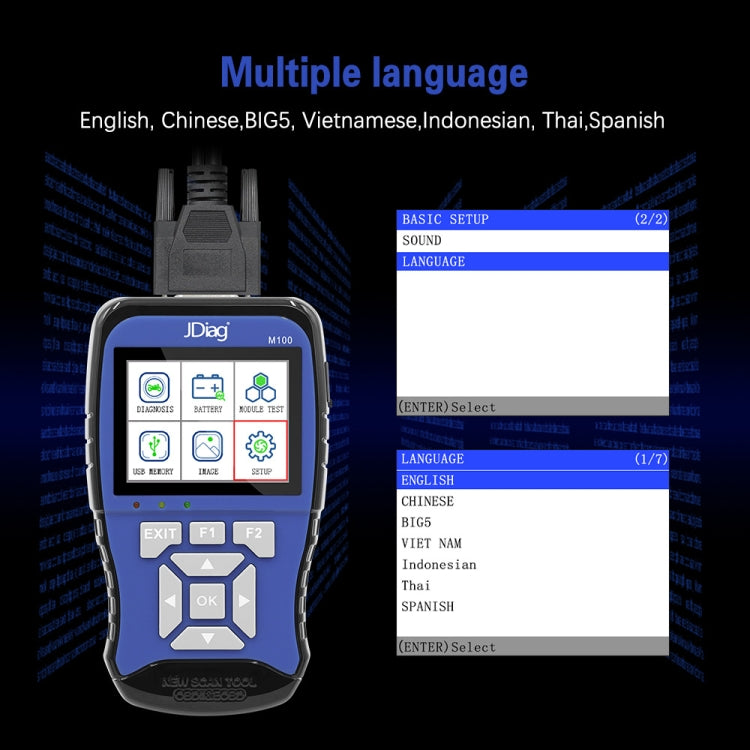 JDiag M100 摩托車2合一OBD掃描儀 電池測試儀